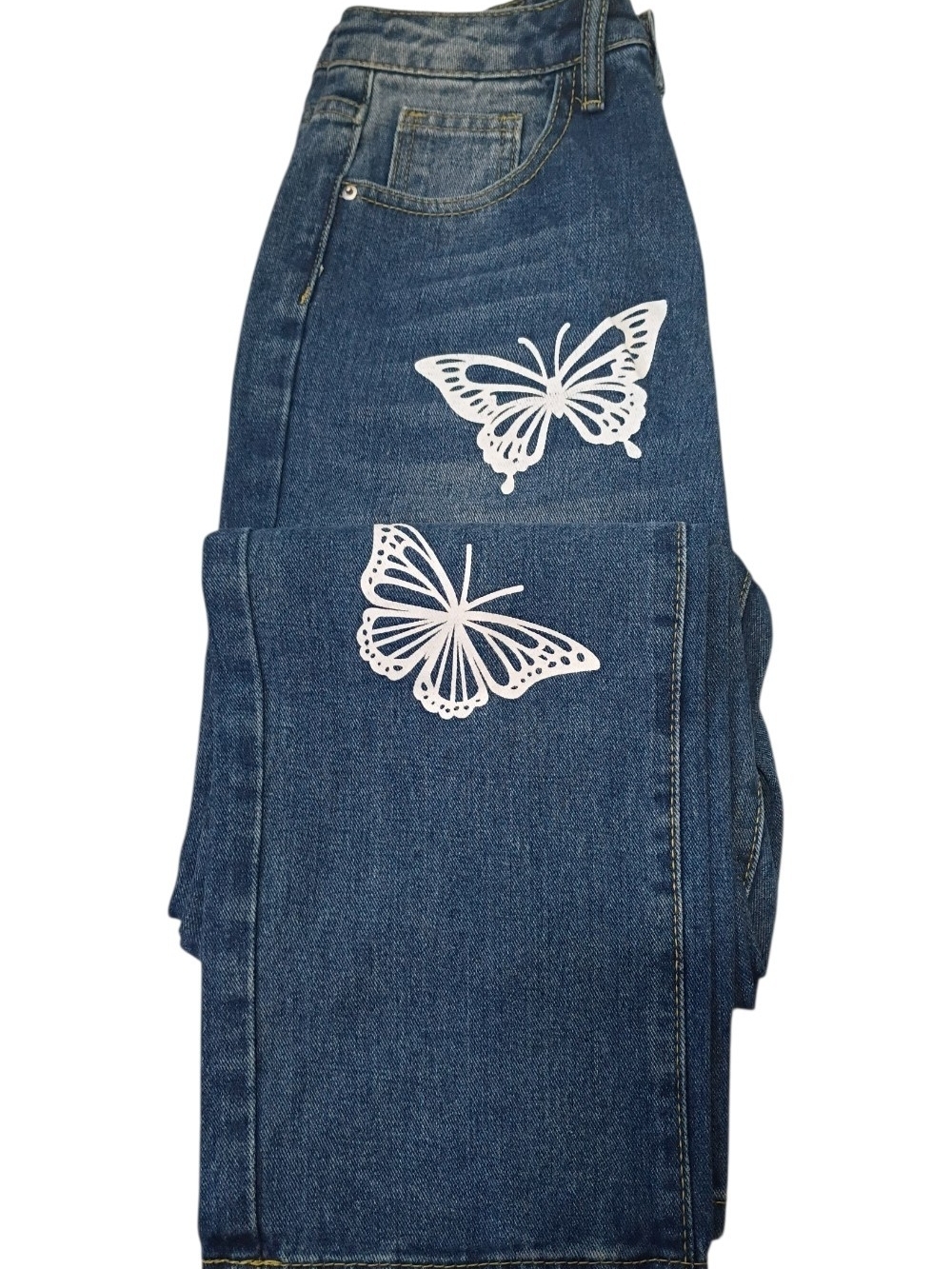 Women’s Blue Denim Jeans with Wh